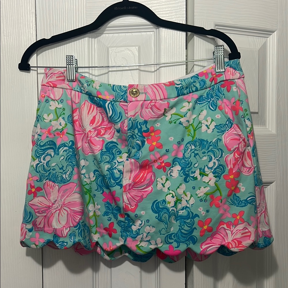 Lilly Pulitzer Floral Mini Skirt - Pink and Blue
